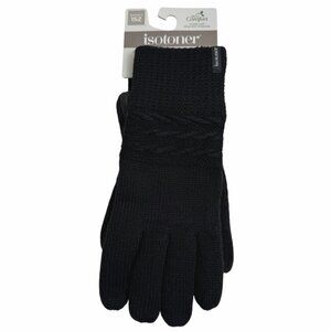 Isotoner NEW smartDri Gloves Women's One Size Black SmarTouch Faux Fur Lining